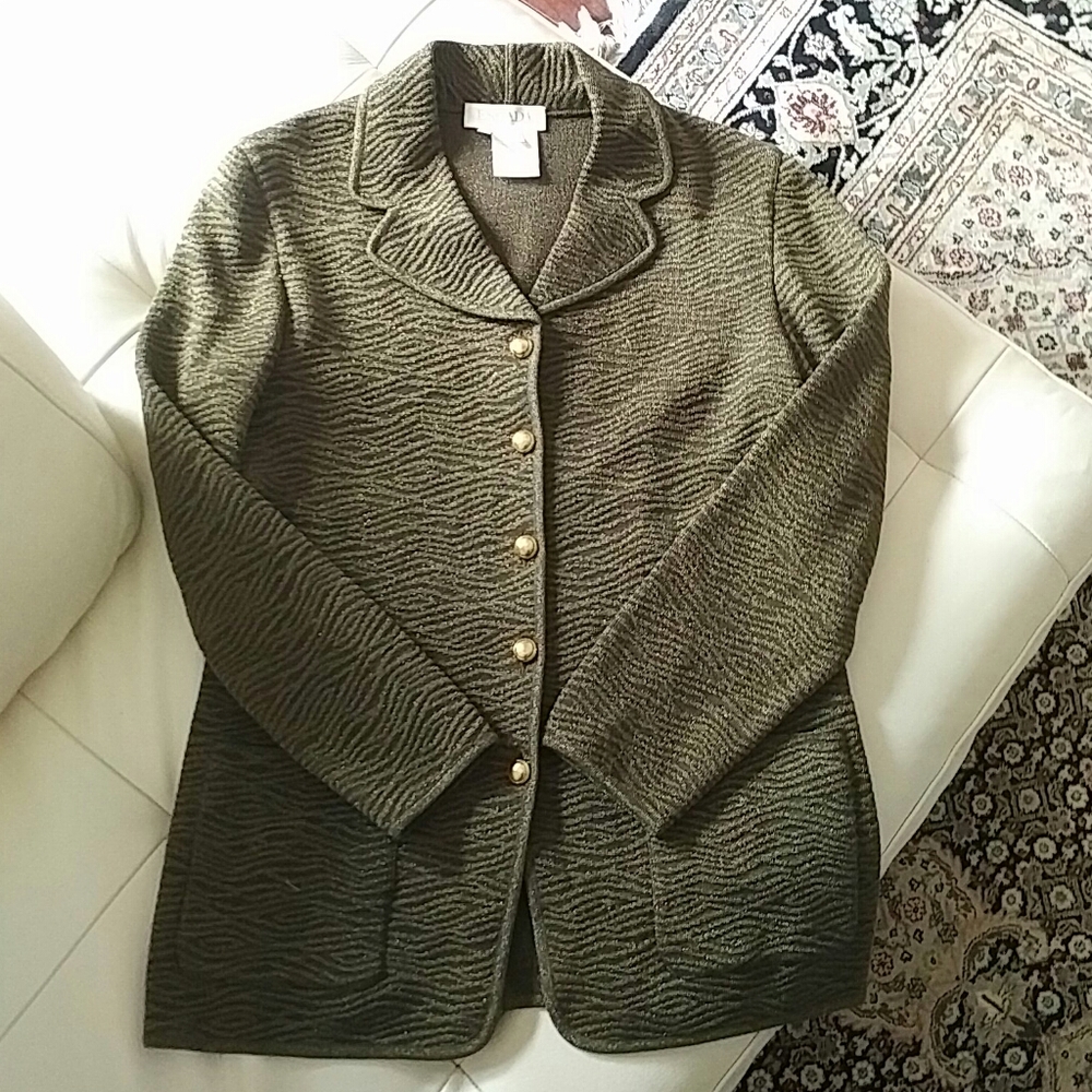 ESCADA MARGARETHA LEY  - glam deep green gold knit jacket